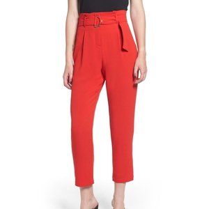 Leith Red Paperbag Waist Crop Pants Size Medium